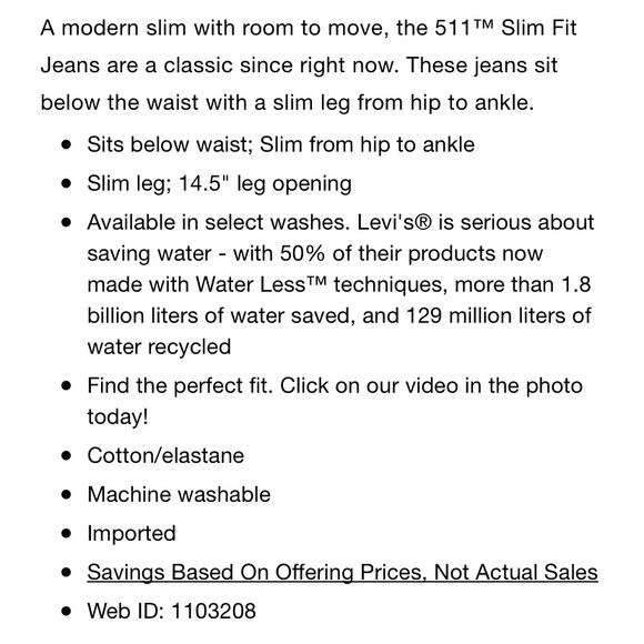 SOLD—-Levi’s 5’11 Slim Fit Stretch Jeans NWT! - Picture 6 of 11